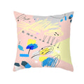 Axyaa Pink Blue Abstract Plants Floral Pillows Case - Modern Art Decor Sofa Couch