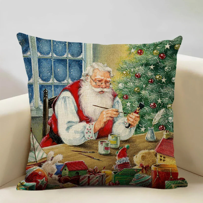Axyaa Christmas Tree Santa Claus Cushion Cover 45x45cm