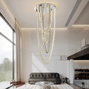 Axyaa Crystal Chandelier Stair Pendant Lamp Living Room Interior Lighting