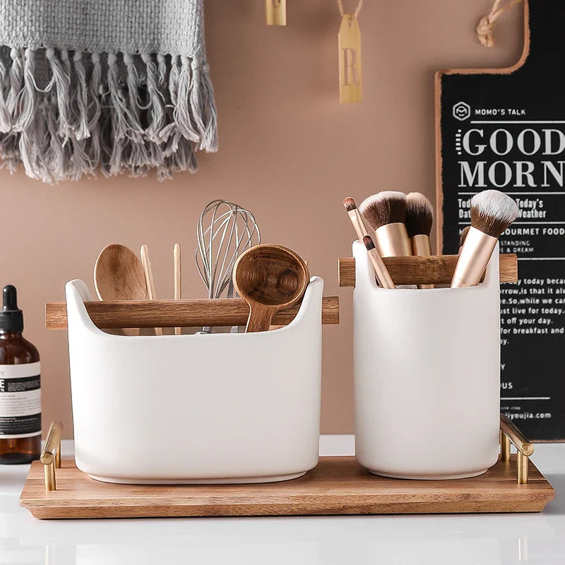 Axya Ceramic Drain Chopstick Holder: Stylish Kitchen Storage & Table Decoration