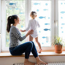 Axyaa Blue Fish Wall Stickers Set for Kids Room Decor
