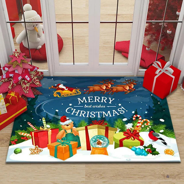 Axyaa Christmas New Year Entrance Door Mat Non-Slip Floor Decor