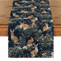 Axyaa Christmas Tree Deer Fox Table Runner for Dining Room