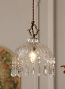 Axyaa Vintage Clear Glass Brass Pendant Light for Kitchen Dining Bedroom