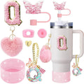 Axyaa Cup Accessories Set: Butterfly Straw, Cover, Cap, Boot, Handle Charm, Initials Sticker