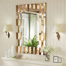 Axyaa Sunburst Silver Tawny Beveled Glass Mirror Rectangular Accent ,Home Décor