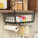 Axyaa Under Cabinet Basket Shelf with Cup Holder and Sliding Drawer for Kitchen Organization