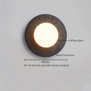 Axyaa Stone LED Wall Lamp with Pull Chain Switch - Black Travertine Wabi Sabi