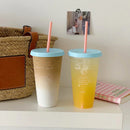 Axyaa Cute Korean Bubble Tea Cup with Lid and Straw, BPA-Free Plastic Reusable Bottle