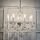 Axyaa Pink Crystal Candle Chandelier: Luxury Glass E14 Pendant Light for Bedroom and Living Room