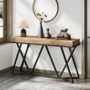 Axyaa 55" Wood Console Table with Metal Base for Entryway and Sofa