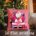 Axyaa Festive Santa & Tree Print Pillow Covers for Sofa, Bedroom, Car.