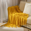 Axyaa Yellow Knitted Textured Throw Blanket - Soft Cozy Decor for Couch, Sofa, Bed