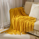 Axyaa Yellow Knit Textured Throw Blanket - Soft Cozy Decor for Couch, Sofa, Bed