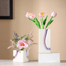 Axyaa Purple Geometry Ceramic Vase for Abstract Floral Arrangements