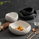 Axyaa White Ceramic Sweet Bowl - Japanese Irregular Deep Soup Fruit Salad Bowl