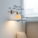 Axyaa White Ceramic LED Wall Sconce with Wooden Socket, Stair Wall Light Fixtures
