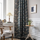 Axya Blue Oil Painting Flower Kitchen Curtains - American Rural Style Bay Window Curtains