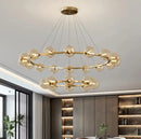 Axyaa Modern Glass Ball LED Chandelier Black/Gold Metal Pendant Light
