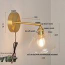 Axyaa Nordic LED Wall Light Fixture Glass Rotate Copper Bedside Lamp