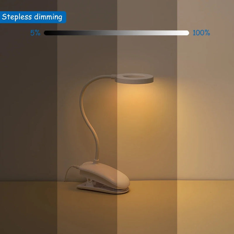 Axyaa Rechargeable Clip-On Table Lamp LED Night Light for Reading