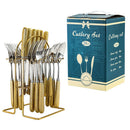Axyaa 24-Piece Hammer Pattern Cutlery Set with Ceramic Handle