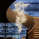 Axyaa White Ginkgo Leaf Chandeliers: Modern Porcelain Lighting for High Ceilings