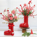 Santa Claus Boots Bouquet Vase Ornament Tabletop Decoration by Axyaa