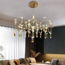 Axyaa Gold Chrome LED Crystal Chandelier - Modern Luxury Lighting Fixture