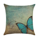Axyaa Linen Butterfly Flower Sofa Cushion Cover 45*45 - Home Decor Printed Pillow Case