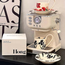 Axyaa Long-handled Iris Coffee Cup and Saucer Set