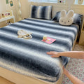 Axyaa Polka Dot Printed Milk Fleece Fitted Sheet - Thermal Mattress Cover