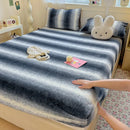 Axyaa Polka Dot Printed Milk Fleece Fitted Sheet - Thermal Mattress Cover