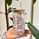 Axyaa 500ml Bow Plastic Tumbler Mason Jar Water Bottle with Lid & Straw