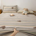 Axyaa Coarse Cotton Printed Fitted Sheet - Non-Slip Dust Cover Protector