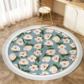 Nordic Floral Round Carpet for Sofa & Coffee Table, Non-Slip & Stain Resistant by Axyaa