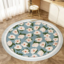 Nordic Floral Round Carpet for Sofa & Coffee Table, Non-Slip & Stain Resistant by Axyaa