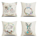 Axyaa Easter Rabbit Floral Cushion Covers for Sofa, Bedroom, Car - Set of 2