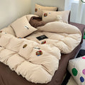 Axyaa Pink Stripe Embroidered Bedding Set - Queen Twin Full Size & Pillowcases