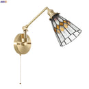 Axyaa Tiffany Glass LED Wall Lamp Living Room Bathroom Light - Pull ChainRotate