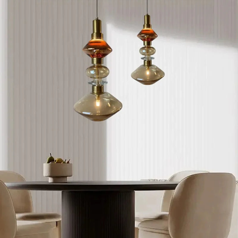 Axyaa Vintage LED Glass Pendant Lamp - American Style Hanging Lighting