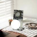 Axyaa Marble White Desk Lamp with Glass Ball Accent, Ideal for Bedroom, Foyer, Hotel