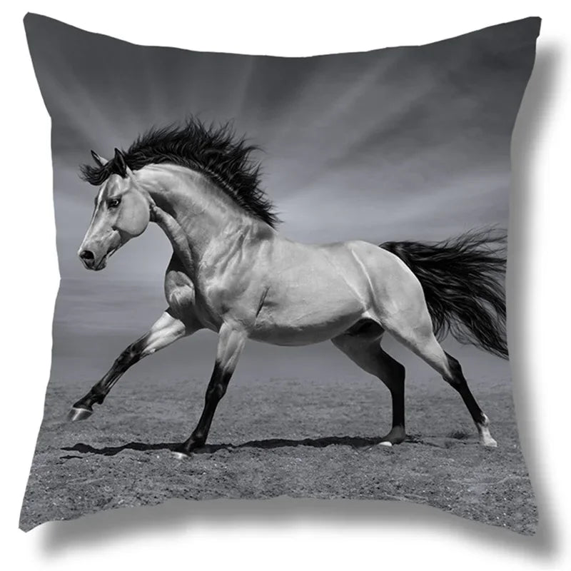Fine Horse Print Cushion Cover for Home Decor by Axyaa