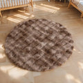 Axyaa Round Rabbit Fur Carpet: Soft Fluffy Rug for Home Decor & Kids Room