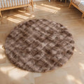 Axyaa Round Rabbit Fur Carpet Soft Plush Fluffy Rug for Home Decor