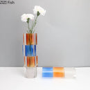 Axyaa Crystal Cylinder Glass Vase for Desk Decoration and Floral Arrangement