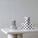 Axyaa Striped Wave Point Ceramic Vase - Geometric Flower Pot Home Decor