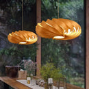 Axyaa Chinese Oak Veneer Hand-woven Wood Chandelier for Bedroom, Study, Dining Room