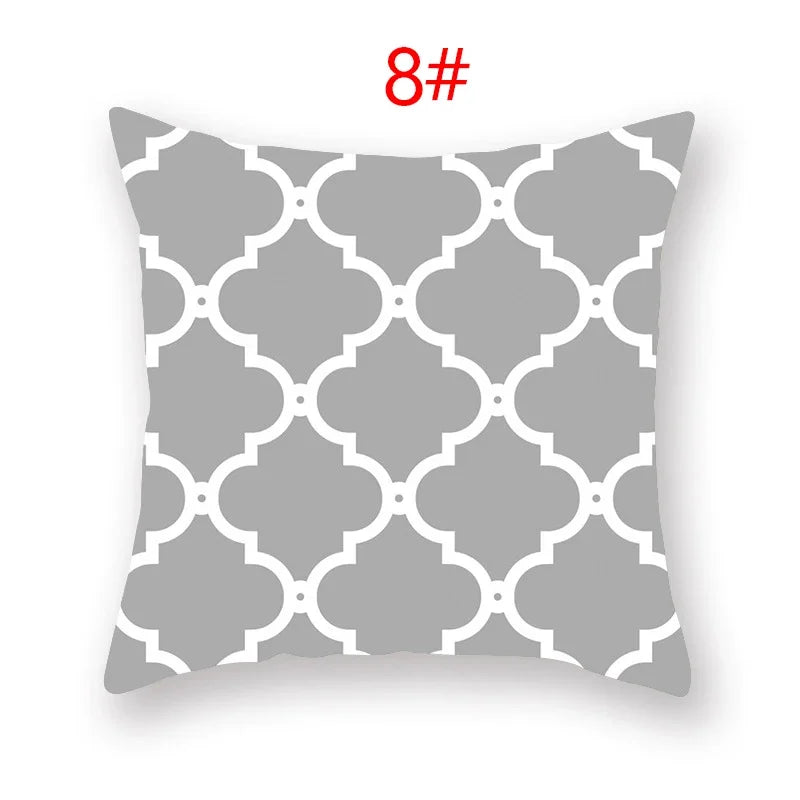Axyaa 18" Sliver Grey Geometry Striped Pillowcase Home Decor Pillow Cover
