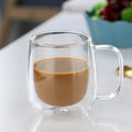 Axyaa Double Wall Glass Coffee Cup with Handle - Clear, Heat Resistant, Various Sizes